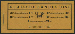MARKENHEFTCHEN MH 4Xv **, 1958, Markenheftchen Heuss/Ziffer, Deckel Dkl`chromgelb, Pracht, Mi. 100.- - Sonstige & Ohne Zuordnung