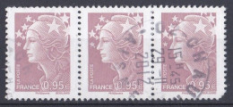 France  2010 - 2019  Y&T  N °  4475   Bande De 3 Oblitéré Chauny 02 - Used Stamps