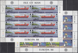 ISLE OF MAN 367-370, 2 Kleinbögen, Postfrisch **, Europa CEPT: Transport- Und Kommunikationsmittel, 1988 - Man (Ile De)