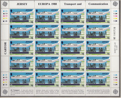JERSEY  435-438, 4 Kleinbogen, Postfrisch **, Europa CEPT:  Transport- Und Kommunikationsmittel 1988 - 1988