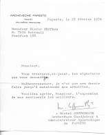 Lettre De MICHEL-GASPARD COPPENRATH († 2008) Archevêque De  Papeete, Polynésie Française - Other & Unclassified