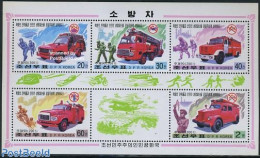 Korea, North 2001 Fire Corps 5v M/s, Mint NH, Transport - Automobiles - Fire Fighters & Prevention - Coches