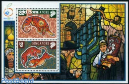 Singapore 1998 Israel 98 S/s, Mint NH, Nature - Various - Cat Family - Philately - New Year - Art - Stained Glass And .. - New Year