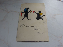 BC29-25 Cpa  Fantaisie Chat Noir Illustrateur René - Autres & Non Classés