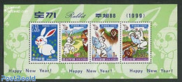 Korea, North 1999 Year Of The Rabbit S/s, Mint NH, Nature - Various - Rabbits / Hares - New Year - Art - Fairytales - Año Nuevo