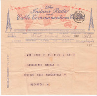 India. 1933, Radio Cable Communications Letter Send To Madras 21.12.33. Price? - Altri & Non Classificati