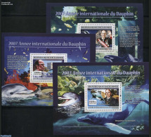 Guinea, Republic 2007 Dolphins 3 S/s, Mint NH, History - Nature - Kings & Queens (Royalty) - Sea Mammals - Familles Royales