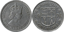 ILE MAURICE - 1978 - ONE RUPEE (une Roupie) - Queen Elizabeth II - 20-156 - Mauritius