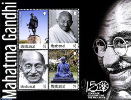 Montserrat 2019 M. Gandhi 4v M/s, Mint NH, History - Gandhi - Politicians - Art - Sculpture - Mahatma Gandhi