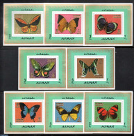 Ajman 1971 Butterflies 8 S/s, Mint NH, Nature - Butterflies - Adschman