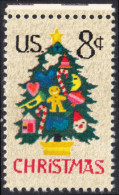 !a! USA Sc# 1508 MNH SINGLE W/ Top Margin - Christmas Tree In Needlepoint - Unused Stamps
