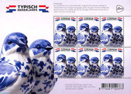 Netherlands 2024 Typical Dutch, Birds M/s, Mint NH, Nature - Birds - Art - Ceramics - Nuevos