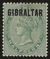 Gibraltar   .   SG   1  (2 Scans)  .  1886   .  Crown  CA     .   *     .    Mint Hinged - Gibraltar