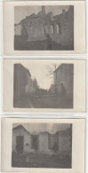 Villers Franqueux 1914 , 3 Cartes - Photos  ,39e RI ,8eme Compagnie , La Gare , Une Rue Barricadée , Une Rue Bombardée , - Guerra 1914-18