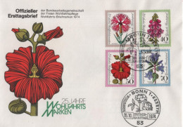 Germany Deutschland 1974 FDC Wohlfahrtsmarken Weinachtsmarke, Flower Flowers Blumen Blume Flora, Canceled In Bonn - 1971-1980