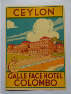 étiquette Hotel Bagage -  Galle Face  Hôtel Colombo Ceylon Ceylan Sri Lanka   STEPétiq2 - Etiquettes D'hotels