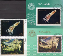 Octupus 1970 Sealand 37+51 Im 2-KB,Blocks 2+4 O 36€ Regionalset UK Gemälde See-Fahrer Admiral Sheets Ss Bf Great Britain - Engeland