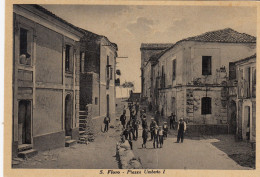 SAN FLORO-CATANZARO- PIAZZA UMBERTO I-BELLAE ANIMATA CARTOLINA VERA FOTOGRAFIA- VIAGGIATA IL 24-5-1941 - Catanzaro