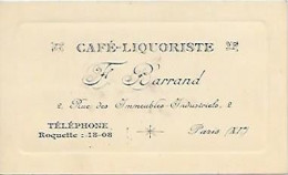 Carte Publicitaire Paris XIe Café Liquoriste 2 Rue Des Immeubles Industriels - Publicidad