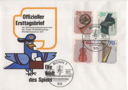 Germany Deutschland 1973 FDC Music Musique Musik Instrument Instruments, Canceled In Bonn - 1971-1980