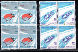 ITALIA REPUBBLICA ITALY REPUBLIC 1966 CAMPIONATI MONDIALI DI BOB WORLD CHAMPIONSHIP  SERIE COMPLETA QUARTINA BLOCK MNH - 1961-70:  Nuovi