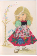 CPM - CARTE ILLUSTREE JEUNNE FILLE AVEC ROBE TISSU BRODEE - SIGNE BARO - Embroidered