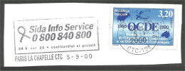 France Flamme PARIS LA CHAPELLE 5-9-00 SIDA Info Service Timbre OCDE ( A36 74) - Sonstige & Ohne Zuordnung