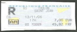 France Distributeur LISA Avion Papier Recommandé 7.00 EUR Toulon ( A36 33) - Otros & Sin Clasificación