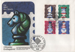 Germany Deutschland 1972 FDC Die Welt Des Spiels, Schach Chess, Canceled In Bonn - 1971-1980