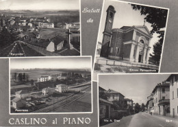 CASLINO AL PIANO-COMO-SALUTI DA..-MULTIVEDUTE-CARTOLINA VERA FOTOGRAFIA- VIAGGIATA IL 29-12-1963 - Como