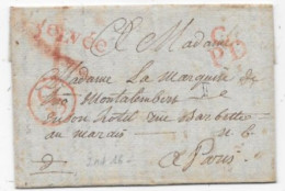 Petite Poste De PARIS Marques G/3 + G/PD + 5 LEVEE Destinataire Marquise De Montalembert   Voir Texte  Rare - 1701-1800: Vorläufer XVIII