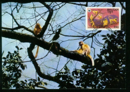 Mk Bhutan Maximum Card 1984 MiNr 841 | Endangered Species Golden Langur WWF #max-0105 - Bhutan