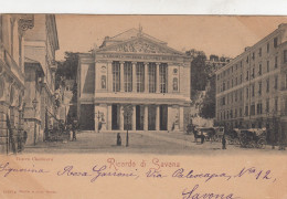 SAVONA-RICORDO DI..-TEATRO CHIABRERA-CARTOLINA  VIAGG. IL 27-8-1901-RETRO INDIVISO - Savona