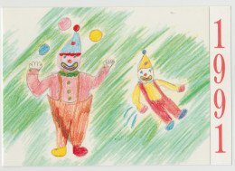 4 Cartes De Voeux ONU, United Nations, 1991 Clown, 1992 Facteur, 1994 Colombe De La Paix, 1995 - Storia Postale