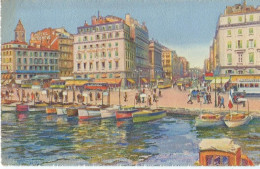 [13] Bouches-du-Rhône >  Marseille Quai Des Belges Et La Canebiere Aquarelle Dessin - Canebière, Centre Ville