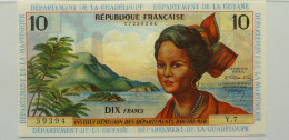 France Outre Mer Guadeloupe Guyane Banknote Year 1964 Value 10 Francs Pick 8b - Condition AU - Guyane Française