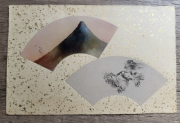 CPA Carte Postale Mouchetée Japon Japan Art Japonais Eventail Estampe - Altri & Non Classificati