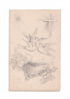 Dessin Original, Prototype D'image Pieuse, Trois Colombes, Nid, Croix, étoile, Non Signée - Images Religieuses