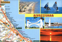 72398646 Rivazurra Rimini Strand Surfer Tor Sonnenuntergang Karte Rivazurra Rimi - Autres & Non Classés