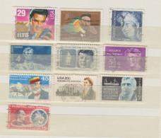 Etats Unis - USA Lot De 17 Timbres Personnages - Elvis, Lincoln, Kennedy, Eleanor Roosevelt, Samuel Langley, Shakespeare - Autres & Non Classés