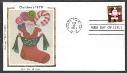 USA FDC Colorano Silk Cachet, 1979 15 Cents Christmas Santa Claus - 1971-1980