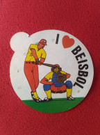 SPAIN ANTIGUO RARO CROMO PEGATINA TAPA O SIMILAR I LOVE BEISBOL BOMBÓN EN CREMA DE ZAHOR PRALIN AÑO 1985..BASEBALL... - Sonstige & Ohne Zuordnung