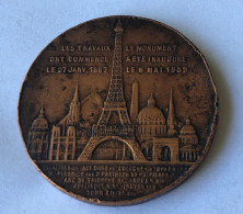 Belle Médaille Souvenir De Mon Ascension Au 2e étage De La Tour Eiffel - 1889 Inauguration Du Monument - Sonstige & Ohne Zuordnung