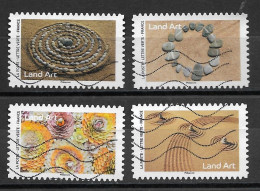 France 2024  Oblitéré  Autoadhésif     Land Art  ( 4 Exemplaires Différents ) - Used Stamps