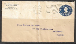 1907 New York (Feb 25) To Bordeaux, France - Cartas & Documentos