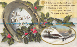 R150218 Greetings. All Christmas Joys. Winter Scene. Valentine. 1919 - Monde