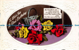 R150229 Greetings. To Wish You A Glad Birthday. Roses And Basket. RP - World