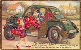 R150233 Birthday Greetings. Girls Loading Roses In The Car. 1939 - World