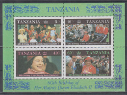 TANZANIA 1987 60TH BIRTHDAY OF QUEEN ELIZABETH II S/SHEET - Familias Reales