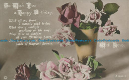 R150662 To Wish You A Happy Birthday. Roses In Vases. Rotary. RP. 1914 - World